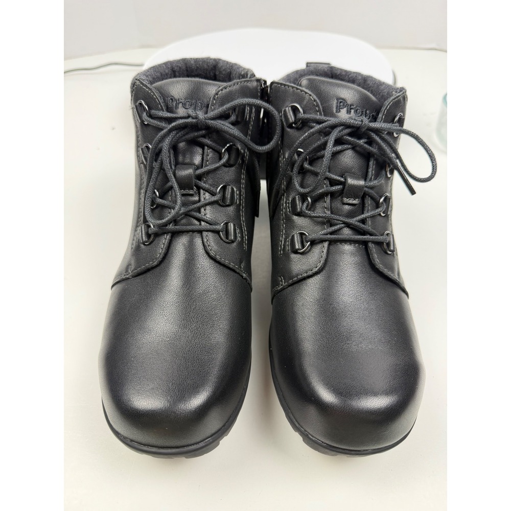 Propét Women's Orthopedic Black Leather Lace Up Zip Ankle Boots Size 7.5 Wide - Picture 13 of 17